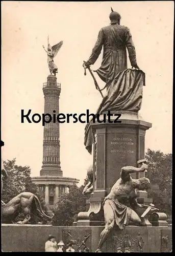 ÄLTERES FOTO BERLIN BISMARCK-DENKMAL & SIEGESSÄULE BISMARCKDENKMAL Photo monument postcard cpa Ansichtskarte AK