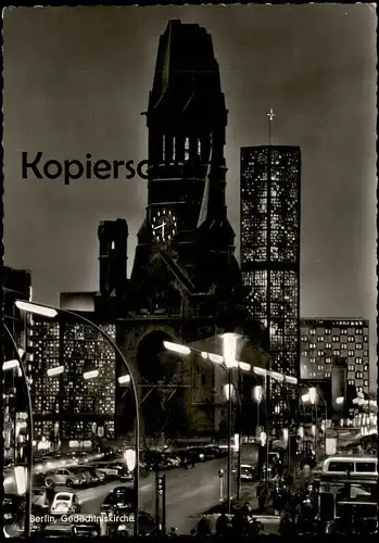 ÄLTERE POSTKARTE BERLIN KAISER-WILHELM-GEDÄCHTNISKIRCHE BEI NACHT postcard at night cpa nuit Ansichtskarte AK