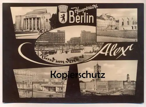 ÄLTERE POSTKARTE BERLIN RUND UM DEN ALEX VOLKSBÜHNE PAVILLON-AUSSTELLUNG RUINE KLOSTERKIRCHE Tramway LKW Pickup Truck AK