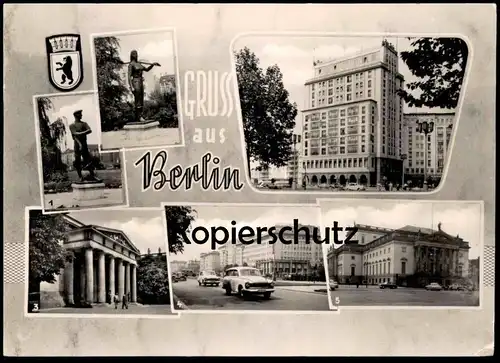 ÄLTERE POSTKARTE GRUSS AUS BERLIN AUFBAUHELFER MAHNMAL HAUS BUDAPEST DEUTSCHE STAATSOPER Auto car postcard cpa AK
