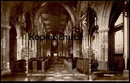 ALTE POSTKARTE LINLITHGOW ST. MICHAELS'S CHURCH INTERIOR West Lothian Orgel orgue organ flag Ansichtskarte postcard cpa