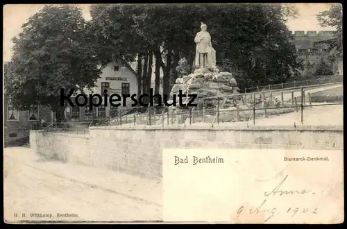 ALTE POSTKARTE BAD BENTHEIM 1902 BISMARCK-DENKMAL BISMARCKHALLE RESTAURATION Bismarckdenkmal cpa postcard Ansichtskarte