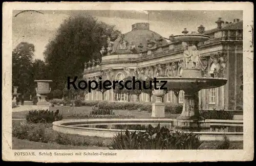 ALTE POSTKARTE POTSDAM SCHLOSS SANSSOUCI MIT SCHALEN FONTAINE Brunnen fountain chateau castle cpa postcard Ansichtskarte