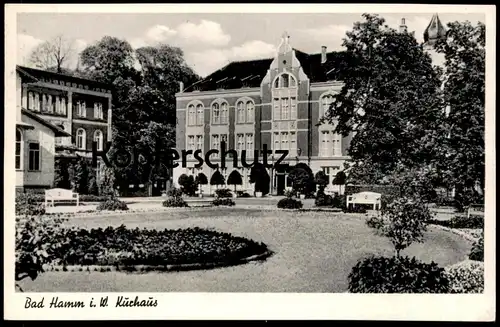 ALTE POSTKARTE BAD HAMM IN WESTFALEN KURHAUS 1955 MASCHINENWERBESTEMPEL HAMM & MÜNCHEN Ansichtskarte AK cpa postcard