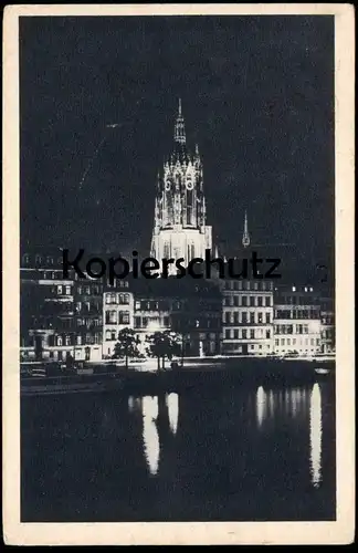 ALTE POSTKARTE FRANKFURT DOM ABENDS AM ABEND BEI NACHT at night nuit cpa postcard AK Ansichtskarte