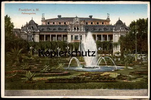 ALTE POSTKARTE FRANKFURT AM MAIN PALMENGARTEN SPRINGBRUNNEN Garden jardin cpa postcard flowers fountain fontaine AK