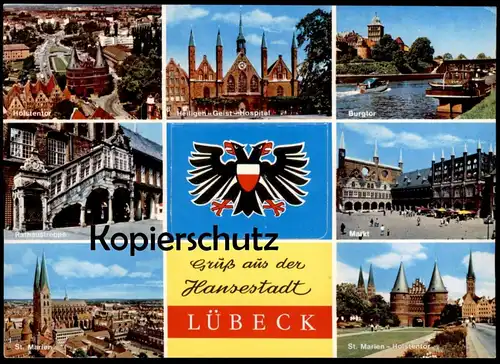 ÄLTERE POSTKARTE GRUSS AUS DER HANSESTADT LÜBECK LEPORELLO Systemkarte Càrte a systéme cpa postcard AK Ansichtskarte