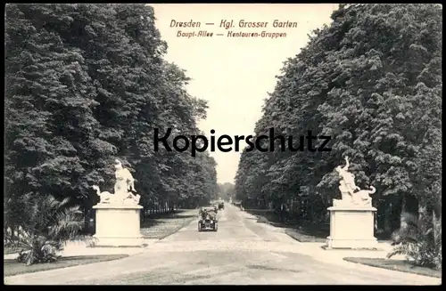 ALTE POSTKARTE DRESDEN GROSSER GARTEN KENTAUREN Kentaur Centaurus Centauri Zentaur centaur centaure oldtimer old car cpa
