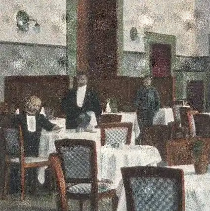 ALTE POSTKARTE WIESBADEN BIERSALON IM KURHAUS Zeitung Wiesbadener Bade-Blatt Newspaper Gazette Ober Garcon Waiter cpa AK