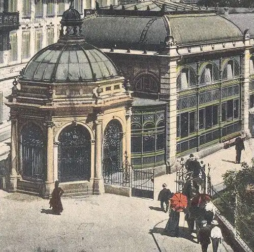 ALTE POSTKARTE WIESBADEN KOCHBRUNNEN MIT ANLAGEN 1911 F. WIRTH postcard cpa Ansichtskarte AK