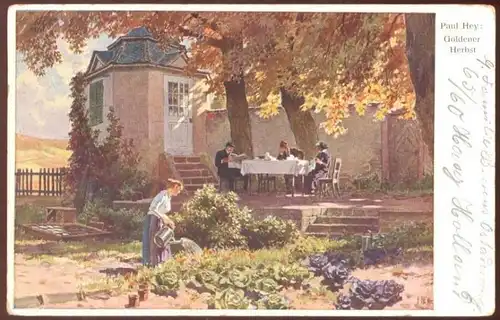 ALTE KÜNSTLER POSTKARTE GOLDENER HERBST SIGN. PAUL HEY Maler Painter peintre autumn automne salad Salat cpa postcard AK