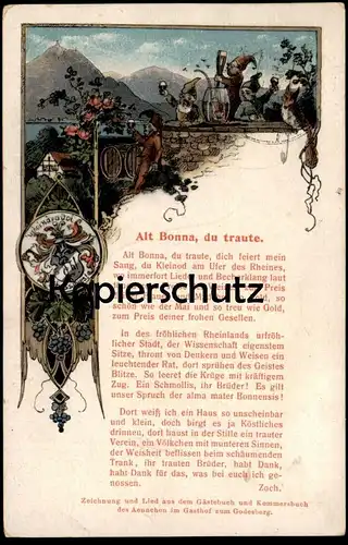 ALTE POSTKARTE BONN ALT BONNA BAD GODESBERG STUDENTICA STUDENTIKA ÉTUDIANT LIED SONG CHANSON ZWERG DWARF MIDGET NAIN AK