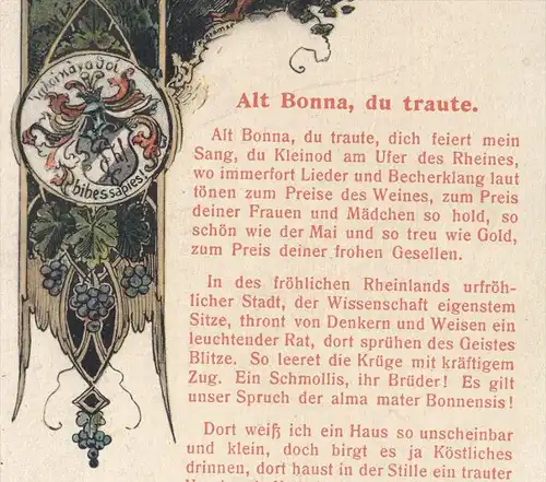 ALTE POSTKARTE BONN ALT BONNA BAD GODESBERG STUDENTICA STUDENTIKA ÉTUDIANT LIED SONG CHANSON ZWERG DWARF MIDGET NAIN AK