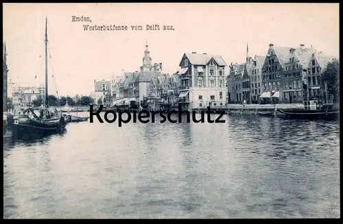 ALTE POSTKARTE EMDEN WESTERBUTFENNE VOM DELFT AUS Segelschiff Schiff sailing ship clipper bateau à volies cpa postcard