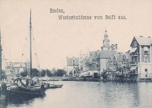ALTE POSTKARTE EMDEN WESTERBUTFENNE VOM DELFT AUS Segelschiff Schiff sailing ship clipper bateau à volies cpa postcard
