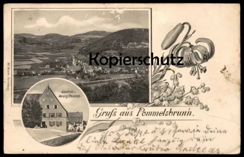 ALTE POSTKARTE GRUSS AUS POMMELSBRUNN GASTHOF GEORG PAULUS Ansichtskarte AK cpa postcard