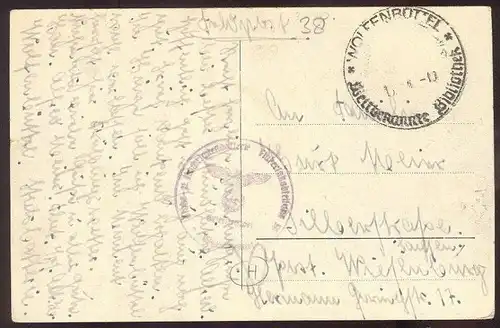 ALTE POSTKARTE WOLFENBÜTTEL LESSINGHAUS Lessing poet Stempel Feldpost Stabs- & Nachrichtenbatterie Flakersatzabteilung