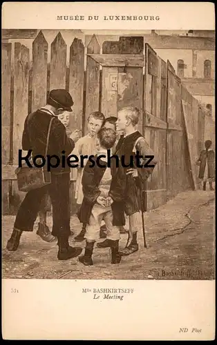 ALTE KÜNSTLER POSTKARTE MARIE BASHKIRTSEFF LE MEETING MUSÉE DU LUXEMBOURG Kinder enfants children Child Kind postcard AK