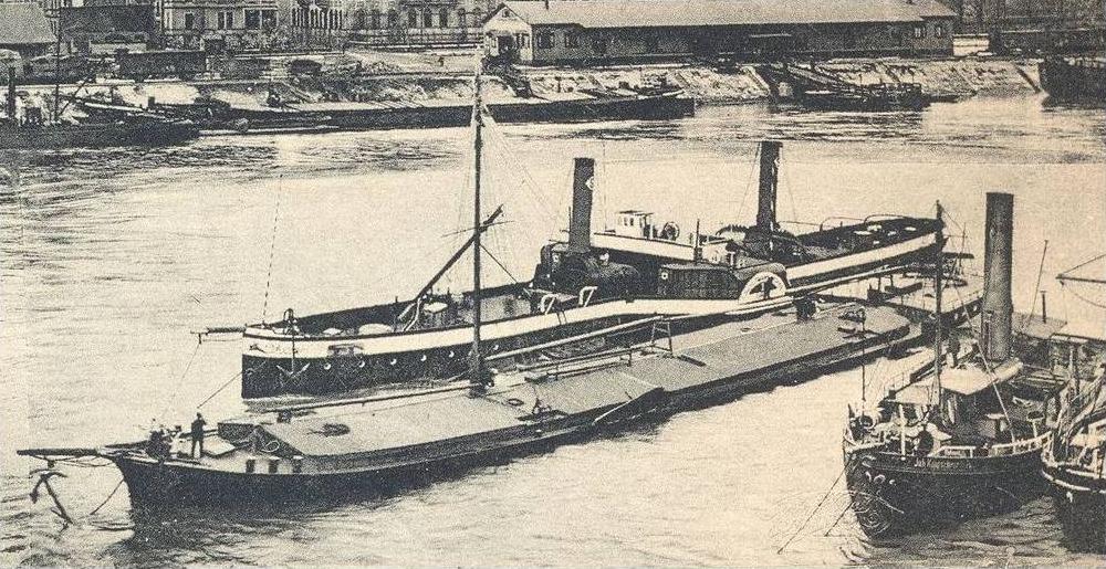 ALTE POSTKARTE LUDWIGSHAFEN BLICK VON MANNHEIM 1902 FRACHTSCHIFF