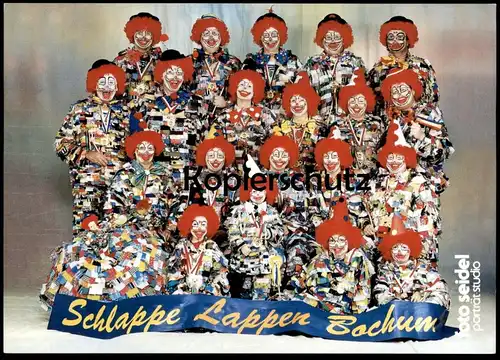 ÄLTERE KARTE BOCHUM CLOWNS SCHLAPPE LAPPEN Clown Karneval Carneval Carnival Folklore Animee cpa postcard Ansichtskarte