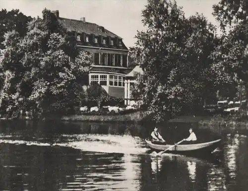 ÄLTERE POSTKARTE GELSENKIRCHEN BUER SCHLOSS BERGE Boot boat bateau cpa postcard AK Ansichtskarte