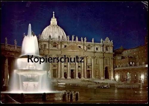 ÄLTERE POSTKARTE CITTA' DEL VATICANO BASILICA DI S. PIETRO E LA FONTANA DEL BERNINI Nacht night fountain Vatikan Vatican