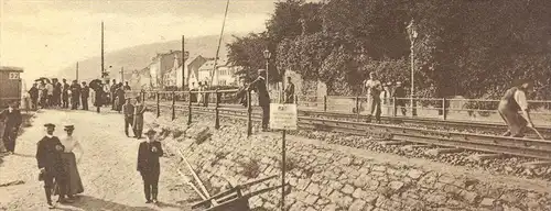 ALTE POSTKARTE RÜDESHEIM ADLERTURM BAHN-ARBEITER GLEISARBEITEN Bahnstrecke railway railroad worker chemin du fer