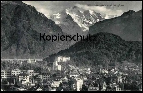 ALTE POSTKARTE INTERLAKEN MIT JUNGFRAU PANORAMA SCHWEIZ Suisse Helvetia cpa postcard AK Ansichtskarte