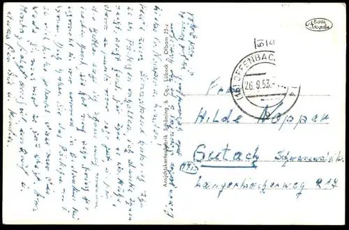 ÄLTERE POSTKARTE LEDERSTADT OFFENBACH Bahnhof Tram Straßenbahn Tramway Kaufhof Dugena Uhr Lederwaren Messehalle gare