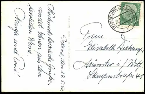 ALTE POSTKARTE WERNE AN DER LIPPE MARKTPLATZ MIT KONSUM GOLIATH GD 750 TRANSPORTER LKW truck pickup VW Käfer postcard