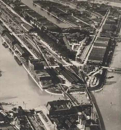 ALTE POSTKARTE MANNHEIM VOM FLUGZEUG HAFEN FRACHTSCHIFF ZUG Harbour Cargo Steam Ship Train Dampfschiff Fliegeraufnahme