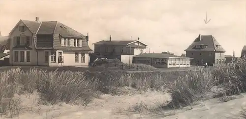 ALTE POSTKARTE BLICK VON DEN DÜNEN NACH ST. PETER-ORDING CONDITOREI HOTEL CAFÉ GERMANIA Duinen Duine Dunes Duene cpa AK