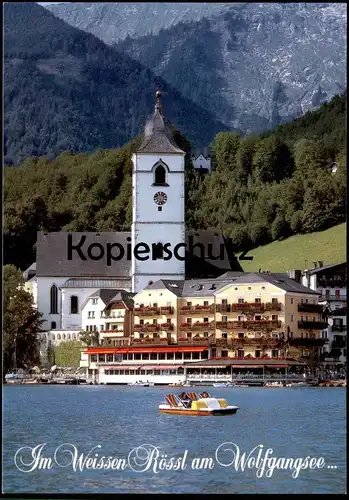 POSTKARTE HOTEL WEISSES RÖSSL WOLFGANGSEE St. Wolfgang Österreich Austria cpa postcard Tretboot pedal boat pédalo AK