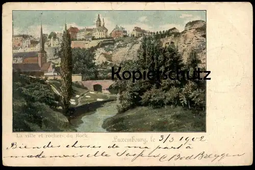 ALTE KÜNSTLER POSTKARTE LUXEMBOURG LA VILLE ET ROCHERS DU BOCK 1902 Luxemburg cpa postcard