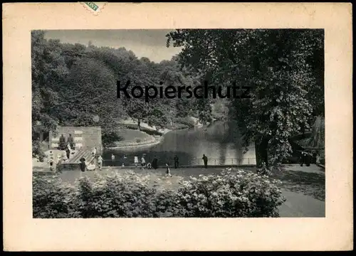 ALTE POSTKARTE BOCHUM PARTIE IM STADTPARK 1949 PASSEPARTOUT ALTER KINDERWAGEN poussette pram push chair postcard AK