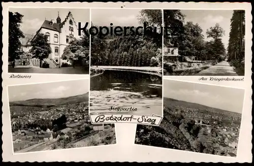 ÄLTERE POSTKARTE BETZDORF SIEG RATHAUS SIEGPARTIE AM KRIEGERDENKMAL PANORAMA cpa postcard AK Ansichtskarte