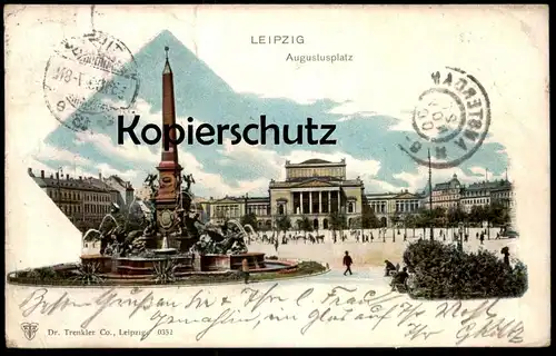 ALTE POSTKARTE LEIPZIG AUGUSTUSPLATZ 1900 Brunnen fountain fontaine cpa postcard AK Ansichtskarte