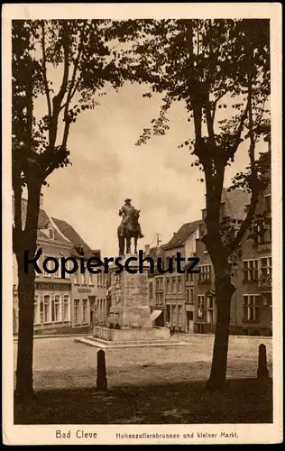 ALTE POSTKARTE BAD CLEVE HOHENZOLLERNBRUNNEN & KLEINER MARKT Kleve Brunnen Fontaine Stempel Anno Heinrichs postcard AK