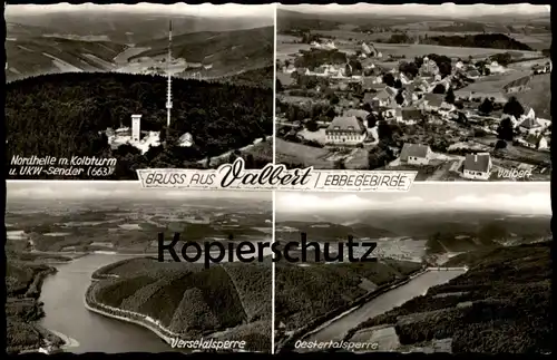 ÄLTERE POSTKARTE GRUSS AUS VALBERT EBBEGEBIRGE MEINERZHAGEN bei Arnsberg Talsperre Reservoir UKW-Sender Turm Tower Tour