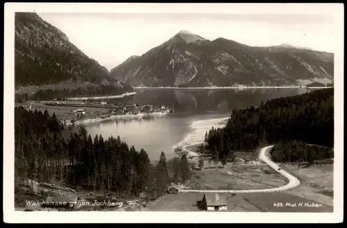 ALTE POSTKARTE WALCHENSEE bei Kochel am See Bad Tölz gegen Jochberg Deutsche Heimatbilder Huber postcard Ansichtskarte
