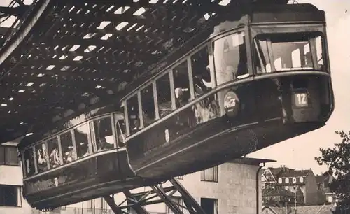 ÄLTERE POSTKARTE WUPPERTAL SCHWEBEBAHN AM ALTEN MARKT COCA-COLA REKLAME Bahn Train Waggon Wagen Nr. 12 Coke CocaCola