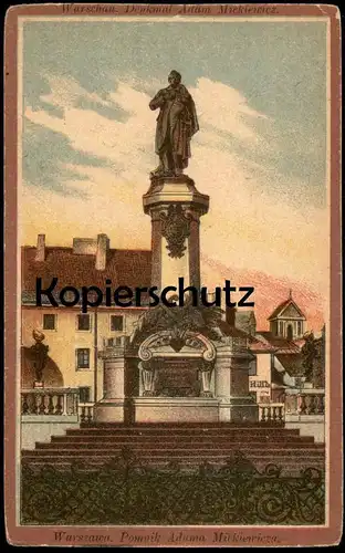 ALTE POSTKARTE WARSCHAU WARSZAWA POMNIK ADAMA MICKIERCIZA Mickiewicza monument cpa postcard AK Ansichtskarte