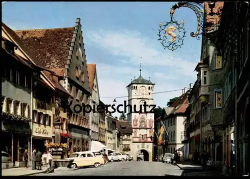 ÄLTERE POSTKARTE WANGEN IM ALLGÄU BMW ISETTA MERCEDES VW KÄFER Auto Autos Car Cars Café Hölz Ravensburger Tor Lion Löwe
