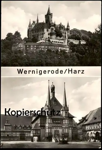 ÄLTERE POSTKARTE WERNIGERODE HARZ RATHAUS UND SCHLOSS Castle chateau AK Ansichtskarte cpa postcard