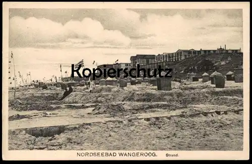 ALTE POSTKARTE WANGEROOG STRAND WANGEROOGE Flagge Flag Drapeau beach plage AK Ansichtskarte cpa postcard