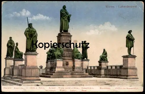 ALTE POSTKARTE WORMS DENKMAL Reuchtin Friedrich der Weise Melanchthon Magdeburg Huss Luther Savonarola Wielet monument