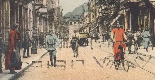 ALTE POSTKARTE WORMS KAISER-WILHELM-STRASSE ZAHNATELIER ROBERT WAGNER ZAHNARZT Dentist Tabakwaren Zetsche Hut Polizist