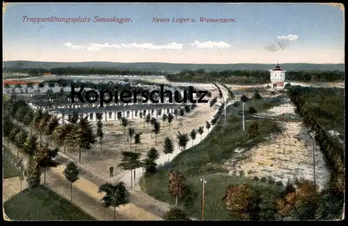 ALTE POSTKARTE SENNELAGER TRUPPENÜBUNGSPLATZ NEUES LAGER UND WASSERTURM SENNE PADERBORN casern barracks Kaserne postcard