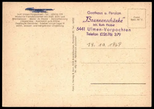 ÄLTERE POSTKARTE VORPOCHTEN EIFEL ULMEN PENSION URSULA ORTS-BRUNNEN Hirsch Deer Chevreuil Roe Doe Ansichtskarte postcard