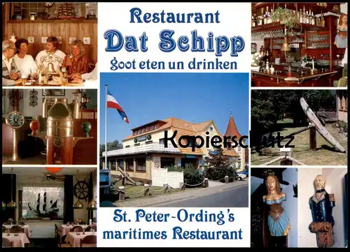 ÄLTERE POSTKARTE ST. PETER ORDING RESTAURANT DAT SCHIPP GALIONSFIGUR ANKER THEKE ancre anchor AK Ansichtskarte postcard